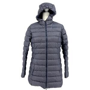 Eddie Bauer Women's S Gray‎ Down Mid Length Puffer Coat Zip Pockets Hooded